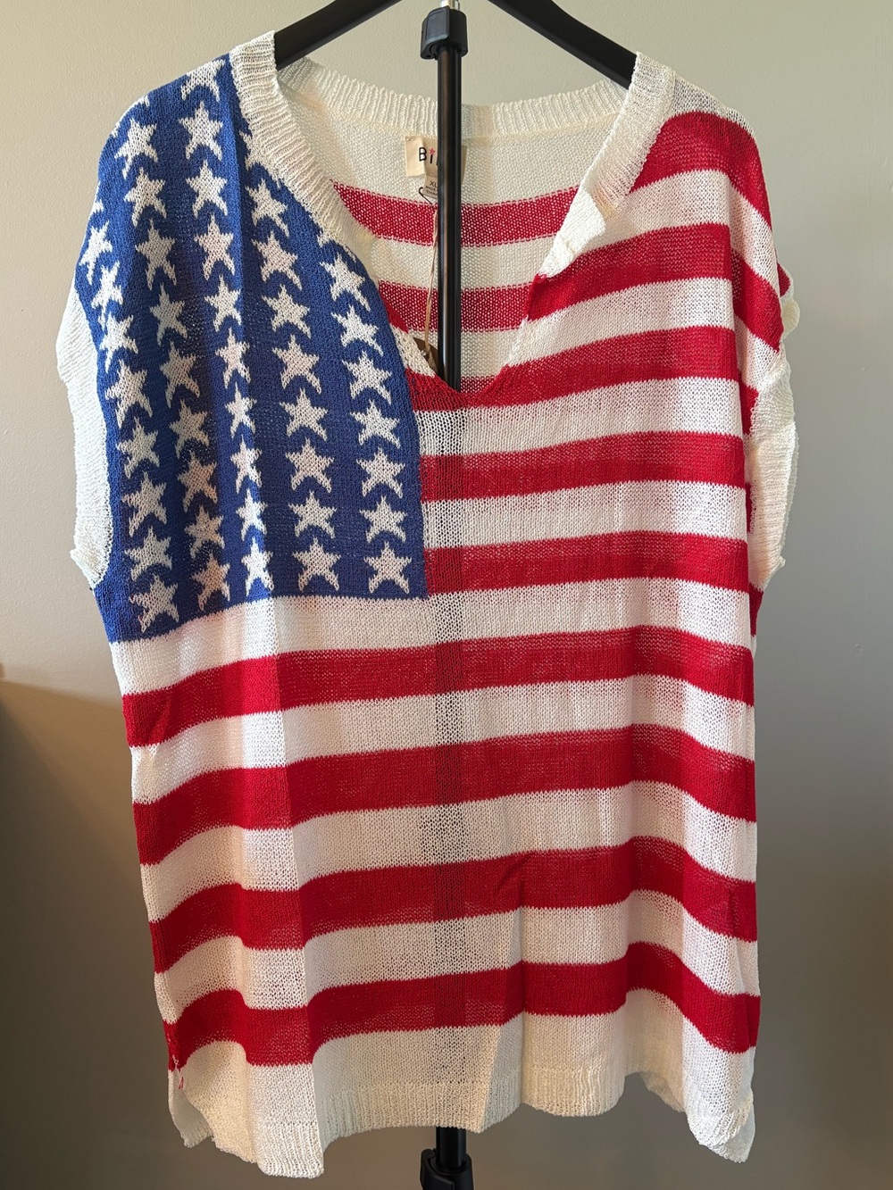 NWT Bibi Size XL Red, White & Blue Knit Top